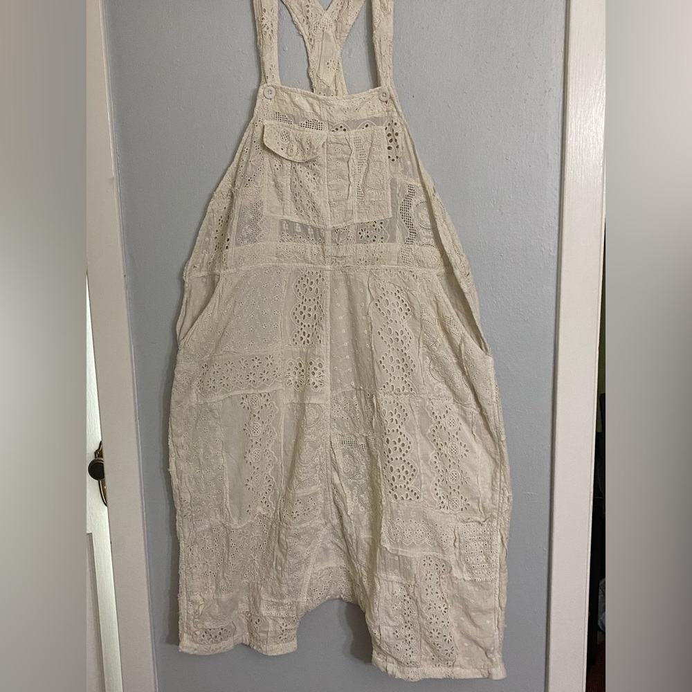 Magnolia Pearl Eyelet Patchwork Frankie Overalls